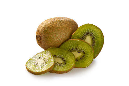 Kiwi fruit isolated with Clipping Path on white .