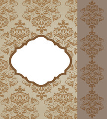 Elegant vintage damask wedding invitation