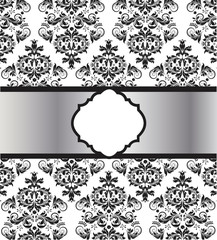 Elegant vintage damask wedding invitation