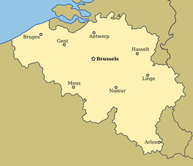 Belgium map with city names