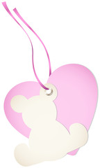 Hangtag Teddy & Heart Pink Bow