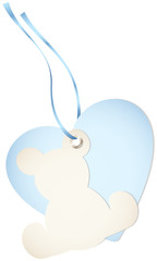 Hangtag Teddy & Heart Blue Bow