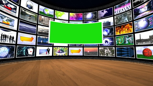 Monitors in Room Green Screen - HD1080