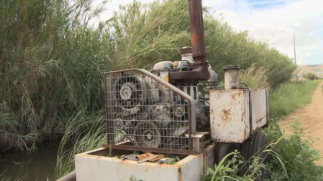 Irrigation pump engine in farm