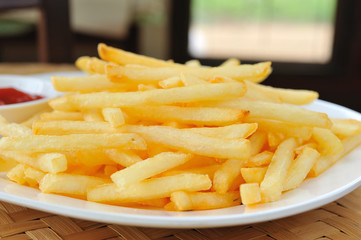 French fries in a white plate