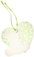 Hangtag Teddy & Heart Floral Green Bow