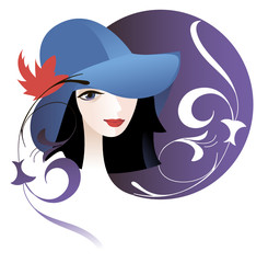 Portrait of a woman in a blue hat