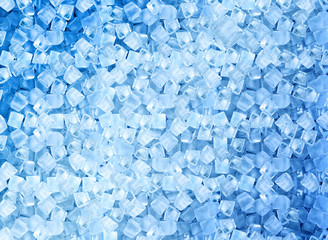 background with ice cubes in blue light