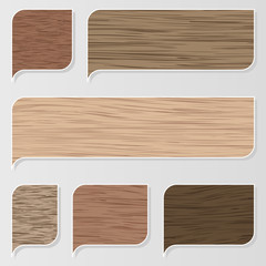 Natural wood texture speech bubbles and balloons illustration