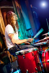 Fototapeta na wymiar playing drums