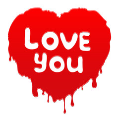 Heart with text Love You. Vector illustration.