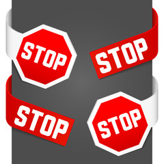 Left and right side signs - Stop. Vector illustration.