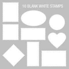 10 Blank White Stamps