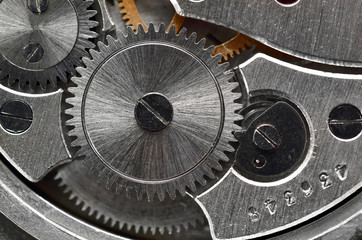 Mechanical gear, ancient watch close up