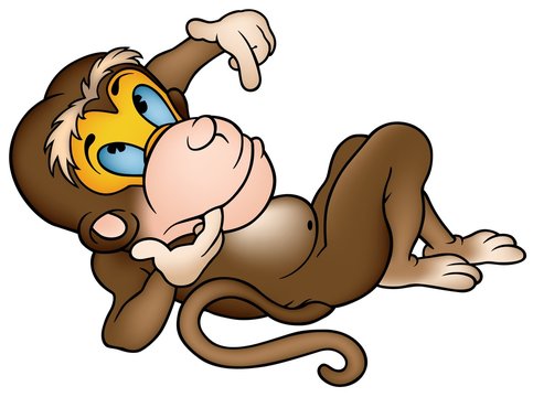 Laying Monkey - Cartoon Illustration