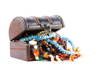The treasure chest on a white background