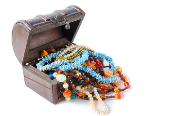The treasure chest on a white background