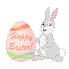 Easter Bunny with decorated Easter egg. Vector illustration