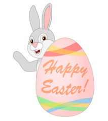 Easter Bunny with decorated Easter egg. Vector illustration