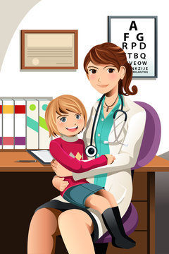 Pediatrician with child
