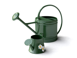 Green Watering Cans in 3D