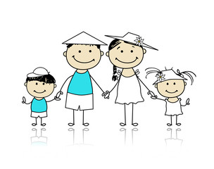 Summer holidays. Happy family for your design