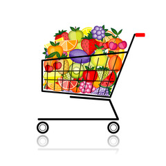 Fruits in shopping cart for your design