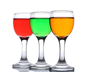 alcoholic cocktails isolated on white