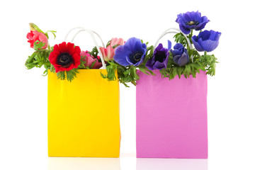 Colorful paper bags with Anemones