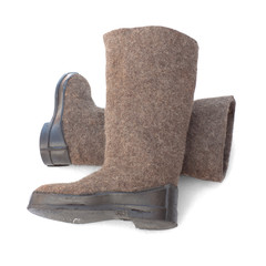 Felt boots with rubber soles