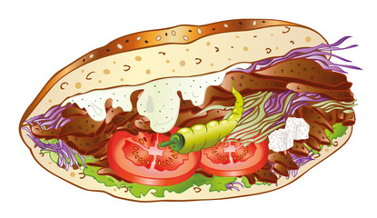 Döner Kebab, Doener, türkische Fleischtasche