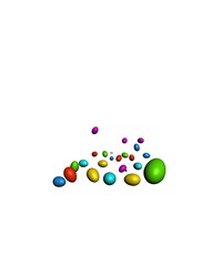 Colorful Easter eggs in different angles on a white background