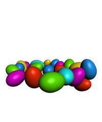 Colorful Easter eggs in different angles on a white background