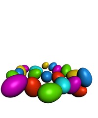 Colorful Easter eggs in different angles on a white background