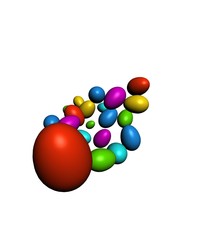 Colorful Easter eggs in different angles on a white background