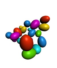 Colorful Easter eggs in different angles on a white background