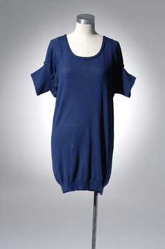 Fashion blue clothing on mannequin in light background