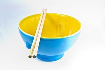 Empty bowl over white background