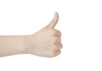 Woman holding her thumb up