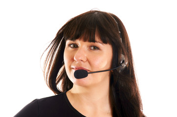 Portrait of a young woman with headset