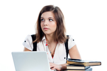 Portrait of a young and beautiful girl student