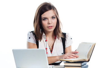 Portrait of a young and beautiful girl student