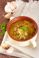 The Russian cuisine. Rassolnik soup