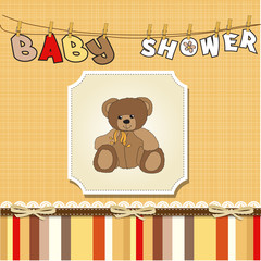 baby shower card with teddy bear toy