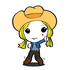 Caricature de cow-girl blonde
