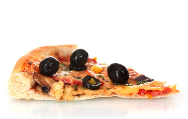 delicious slice of pizza isolated on white