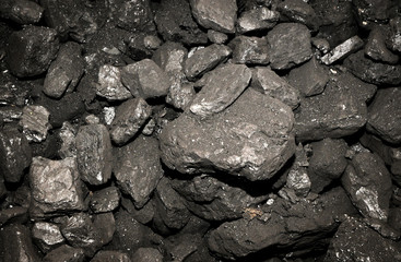 close up on heap of black hard coal