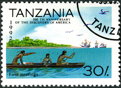 TANZANIA - 1992: shows First meetings, devoted to 500th annivers