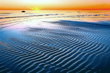 sunset with blue sandbar