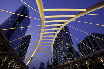 Sky walk with the Urban city,Bangkok Thailand